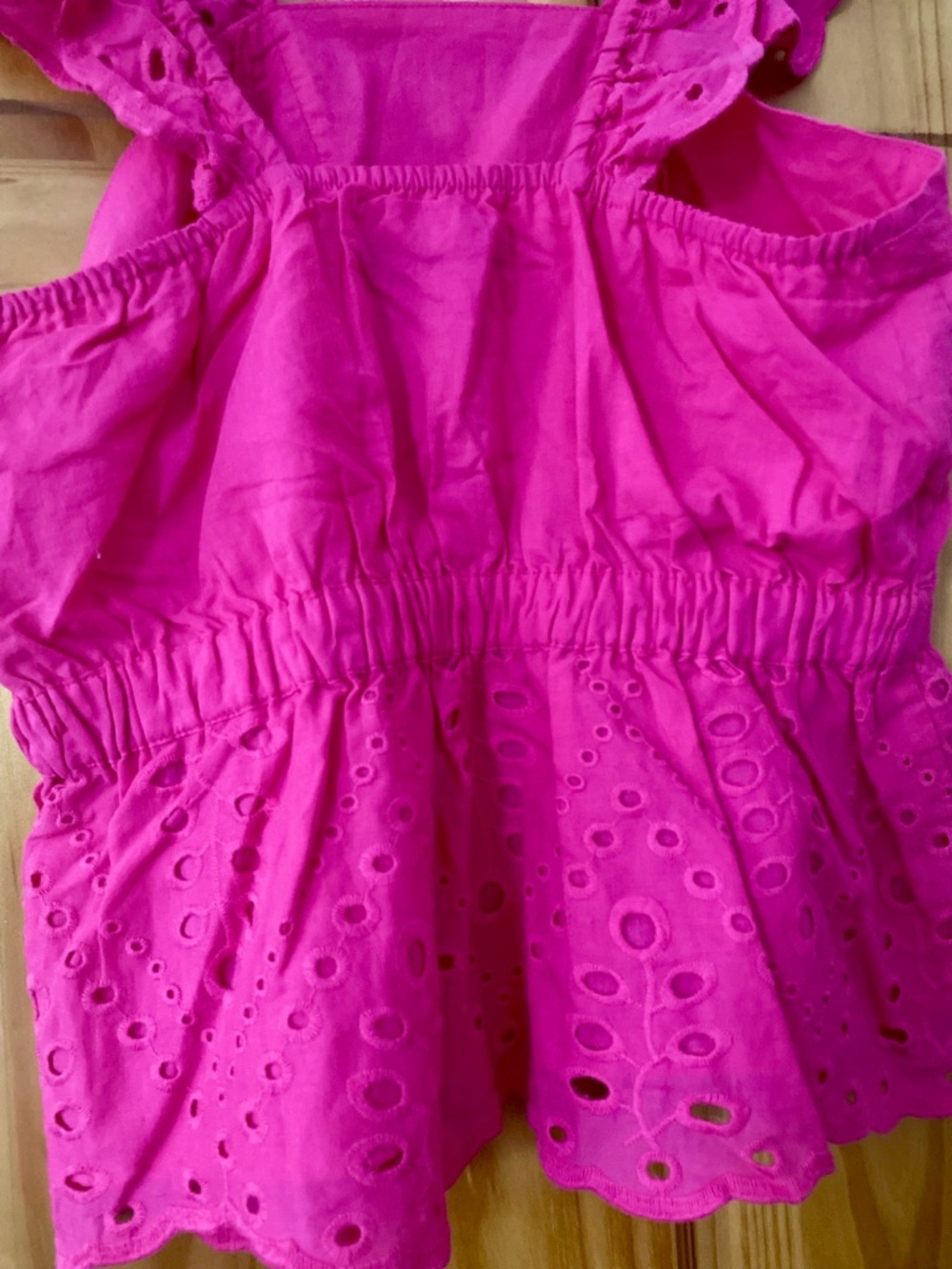 Banana Republic Factory Pink Eyelet Ruffle Tank Top XS 100% Cotton Peplum Blouse - Picture 6 of 10